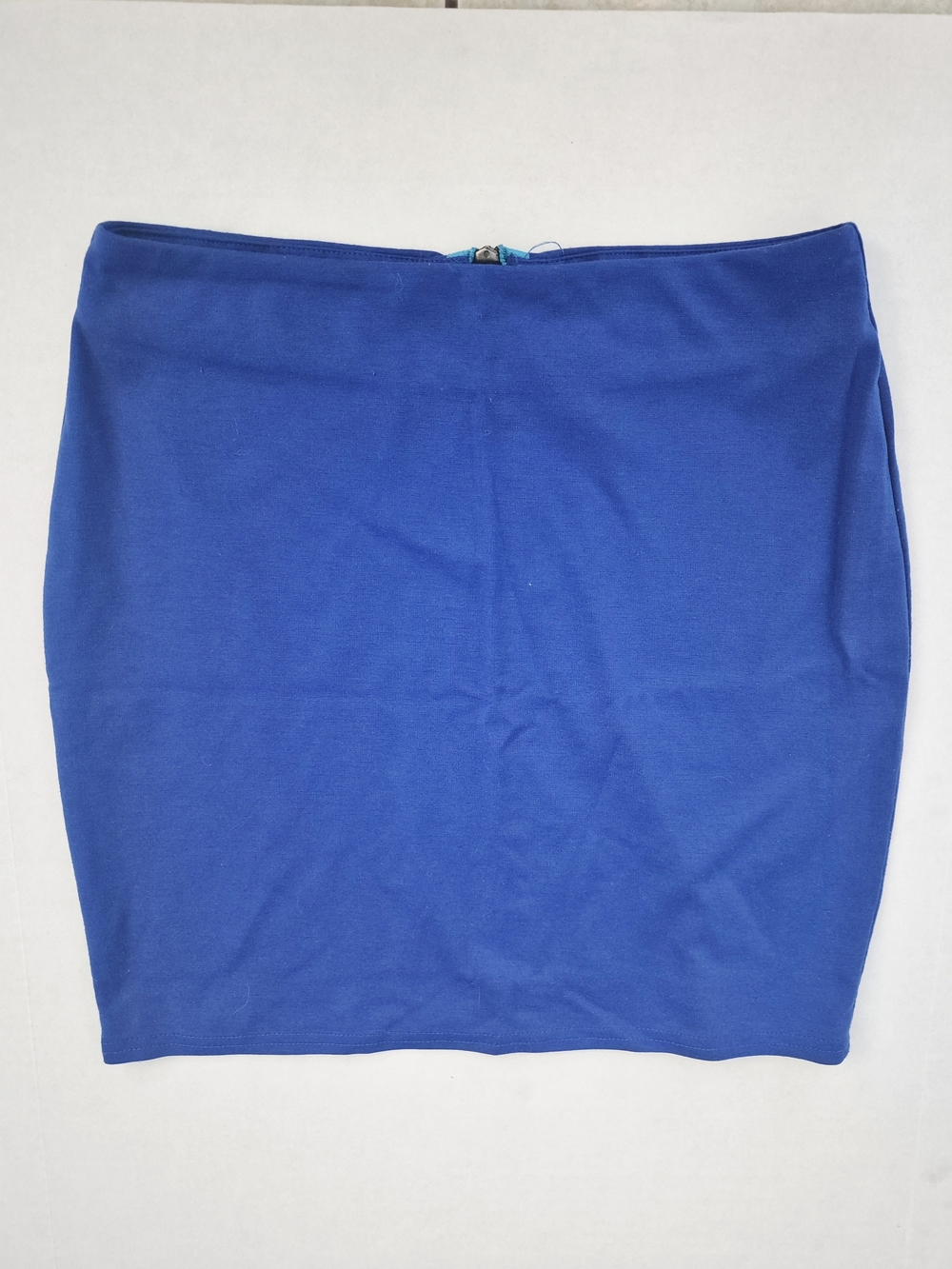 Blue Mini Pencil Skirt With Aqua Lined Zipper Back